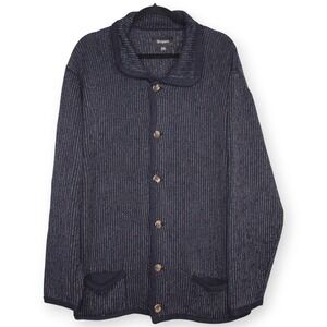 Brixton Powell Cardigan Sweater Mens Size XXL Navy Gray Knit Casual Button Front